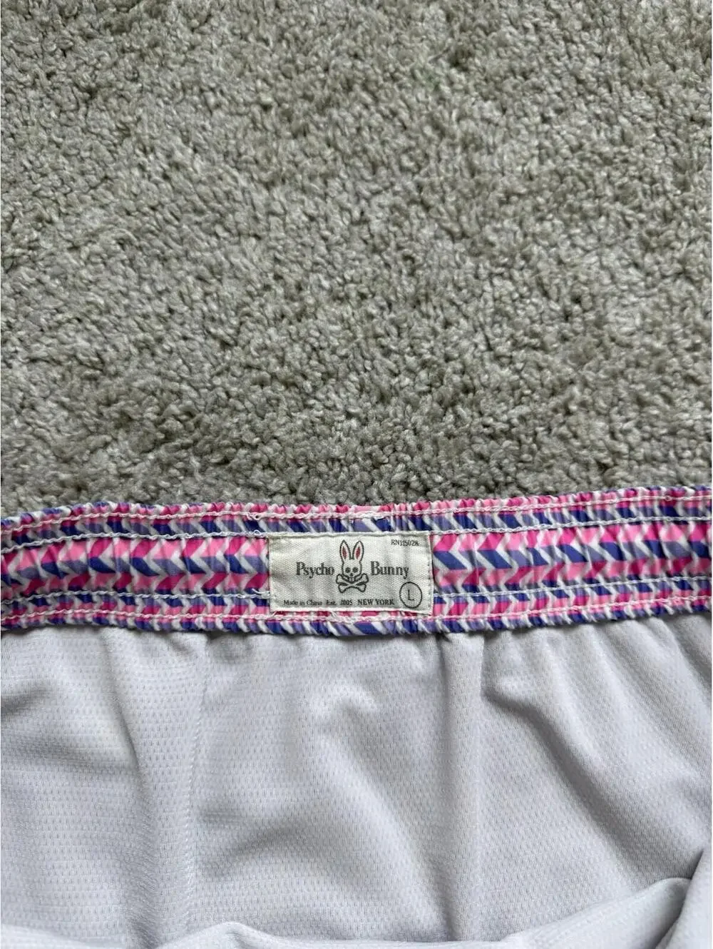 Psycho Bunny Men’s Large Summer Swim Board Shorts Trunks Lined Pink White